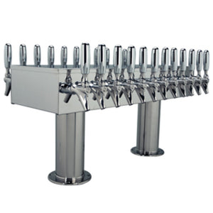 Double Service Tower - 24 Faucets - 3" Center - Polished Stainless Steel - Glycol Cooled